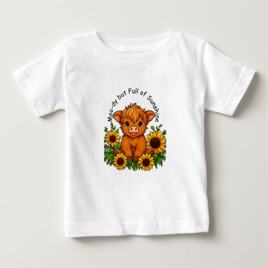 T-shirt Pour Bébé Vache mignonne aux tournesols (Devant)