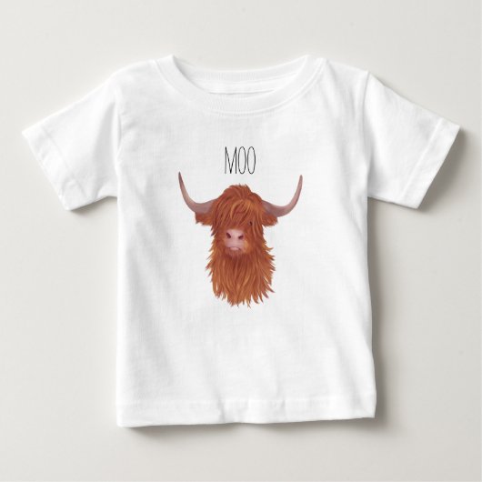 T-shirt Pour Bébé Vache Moo Highland (Devant)