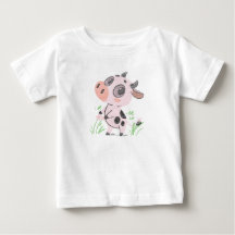 Vache rose avec fleurs Impression d'art animal mig
