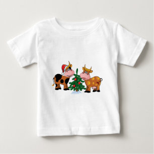 T-shirt Pour Bébé Vaches à Noël