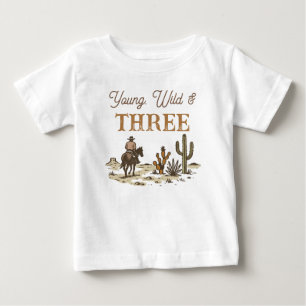 T-shirt Pour Bébé Vachette Marron Rustique Cow-boy Jeune, Sauvage Tr