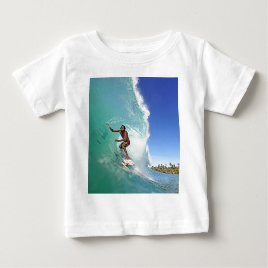 T-shirt Pour Bébé vague de surf tropical vert surfer (Devant)