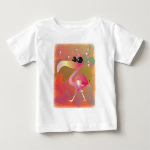 T-shirt Pour Bébé vagues d'été-flamingo