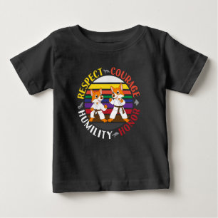 T-shirt Pour Bébé Valeurs karaté - Silhouettes de renard étincelant