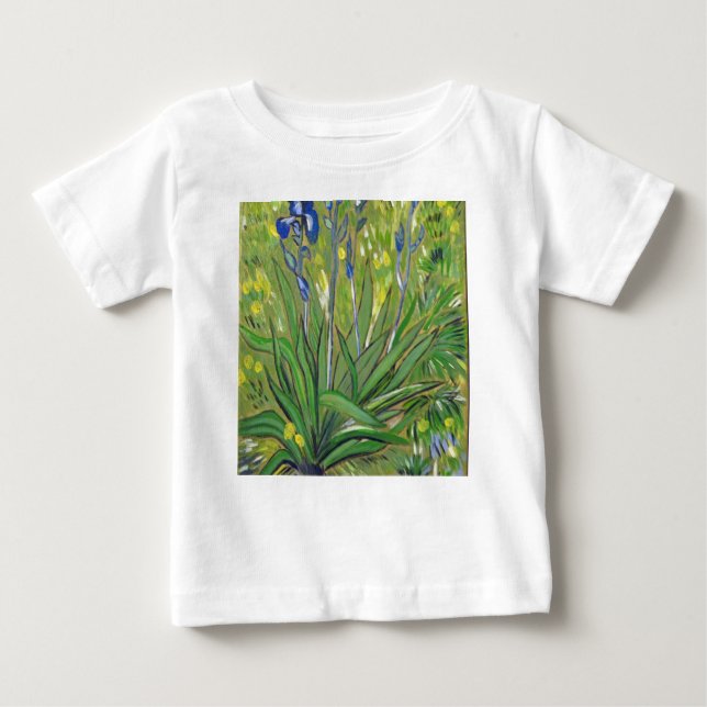 T-shirt Pour Bébé Van Gogh art Irises, reproduction acrylique (Devant)