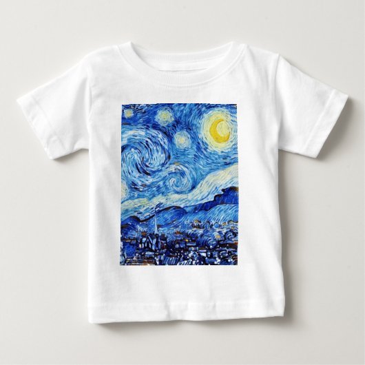 T-shirt Pour Bébé Van Gogh - La Nuit étoilée - Blancs Noël (Devant)