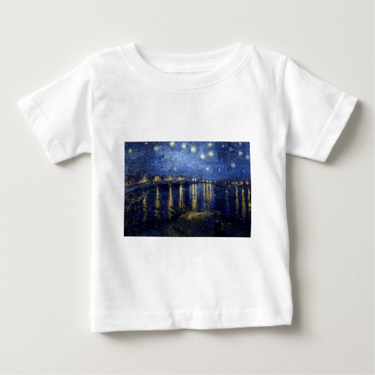 T-shirt Pour Bébé Van Gogh Nuit étoilée sur Rhône (Devant)