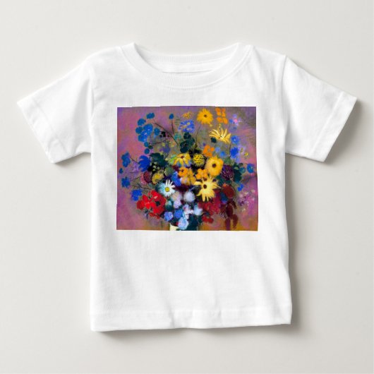 T-shirt Pour Bébé Vase blanc avec fleurs Odilon Redon (Devant)