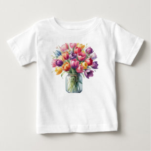T-shirt Pour Bébé Vase de fleurs de tulipe