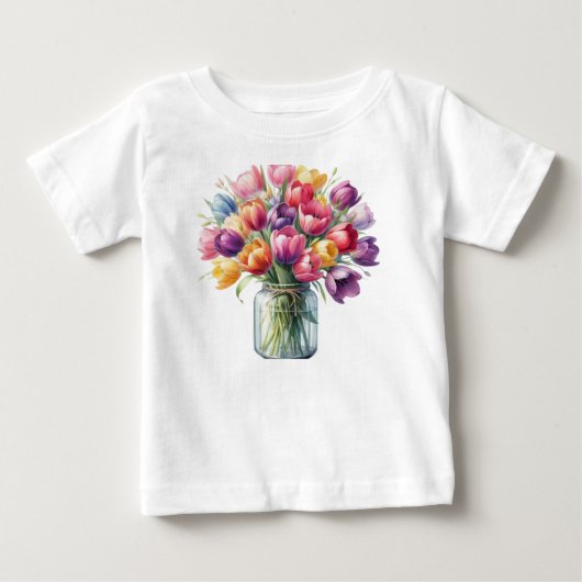 T-shirt Pour Bébé Vase de fleurs de tulipe (Devant)