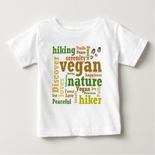 T-shirt Pour Bébé Vegan Hiker Randonnée Mot Cloud
