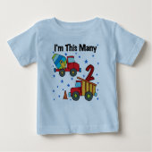 T-shirt Pour Bébé Véhicules de construction 2e cadeau d'anniversaire (Devant)