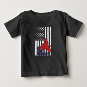 T-shirt Pour Bébé Vélo de saleté de drapeau américain de motocros