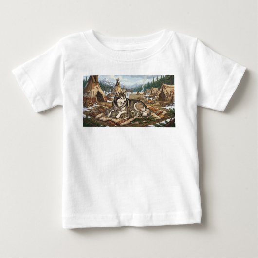 T-shirt Pour Bébé Version 2 de la mère Malamute (Devant)