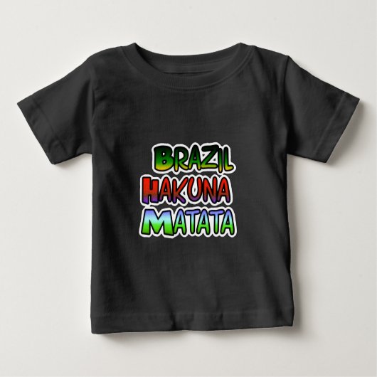 T-shirt Pour Bébé Vert jaune or Brésil Hakuna Matata (Devant)