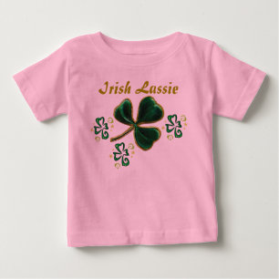 T-shirt Pour Bébé Verte Faux Velvet Clover Irish Lassie