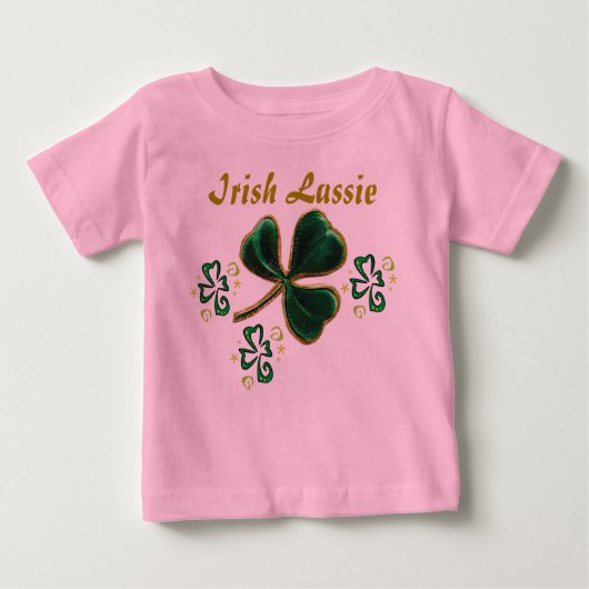 T-shirt Pour Bébé Verte Faux Velvet Clover Irish Lassie (Devant)