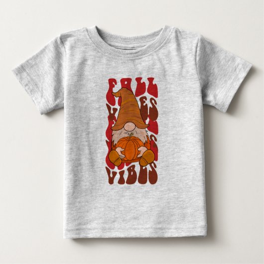 T-shirt Pour Bébé Vibes d'automne Gnome (Devant)