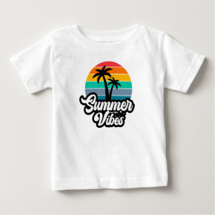 T-shirt Pour Bébé Vibes d'été avec design de palmiers