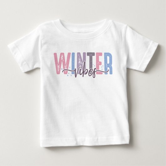 T-shirt Pour Bébé Vibes d'hiver - Typographie Pastel Soft (Devant)