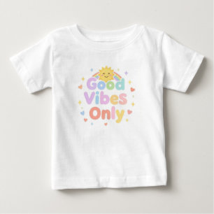 T-shirt Pour Bébé Vibes positives uniquement texte mignon pastel