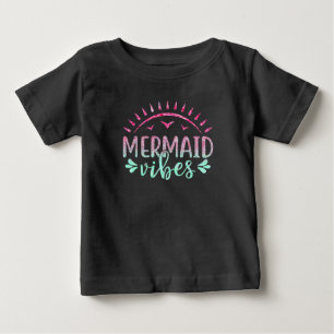 T-shirt Pour Bébé Vibrations de sirène à paillettes rose chaud et ve