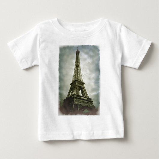T-shirt Pour Bébé Vieux effet photo Tour Eiffel Paris (Devant)
