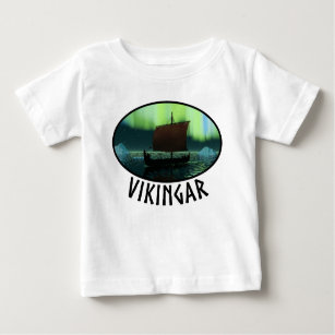T-shirt Pour Bébé Viking Navire Et Lumières Du Nord