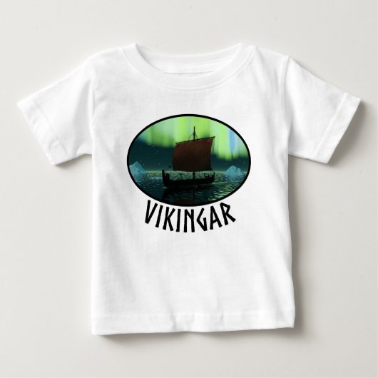 T-shirt Pour Bébé Viking Navire Et Lumières Du Nord (Devant)