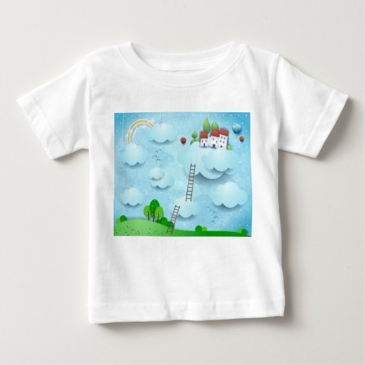 T-shirt Pour Bébé Village au-dessus des nuages (Devant)