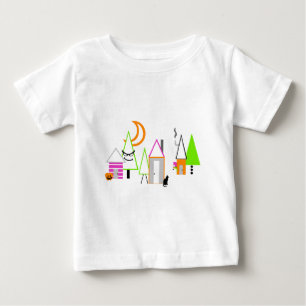 T-shirt Pour Bébé village Halloween sur mesure noir orange violet
