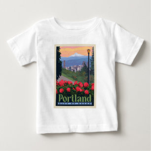 T-shirt Pour Bébé Ville de Rose Portland, Oregon