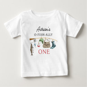 T-shirt Pour Bébé Vintage Brown Rod O-Fish-Ally Un 1er anniversaire