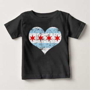 T-shirt Pour Bébé Vintage Chicago Flag Heart