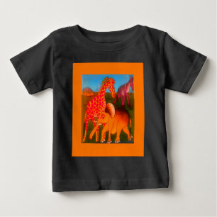 T-shirt Pour Bébé Vintage Coloré Africain couleurs d'animaux sauvage