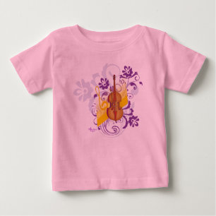 T-shirt Pour Bébé Violon Floral Swirl Pink Toddler Ruffle Tee