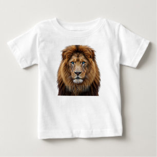 T-shirt Pour Bébé Visage de lion majestueux aux yeux bleus Anima f