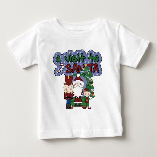 T-shirt Pour Bébé Visite de Noël à Père Noël (Devant)