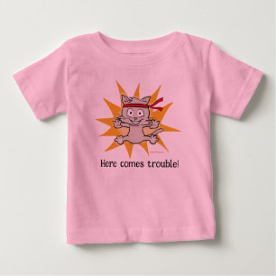 T-shirt Pour Bébé "Voici les ennuis !" - amusant mignon chaton top