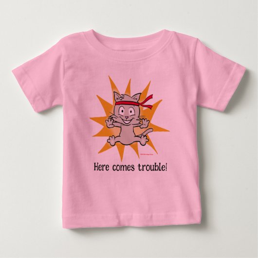 T-shirt Pour Bébé "Voici les ennuis !" - amusant mignon chaton top (Devant)