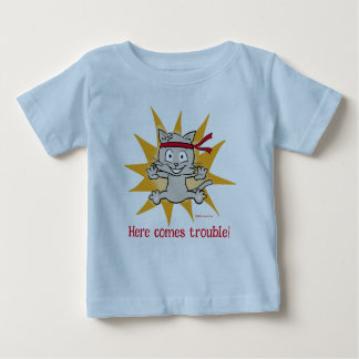 T-shirt Pour Bébé "Voilà les ennuis !" Top chaton drôle