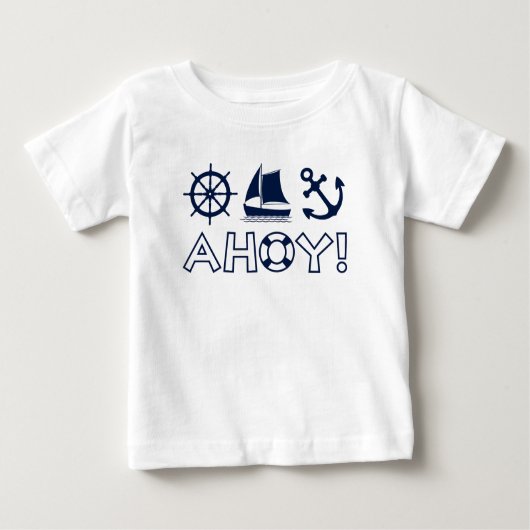 T-shirt Pour Bébé Voilier Ancre Ahoy! Bleu Foncé (Devant)