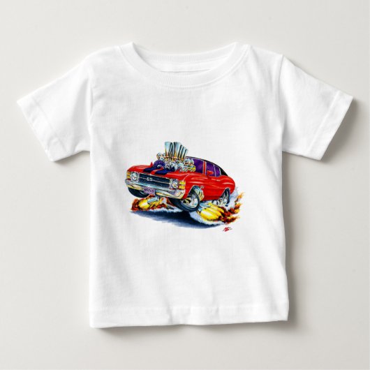 T-shirt Pour Bébé Voiture 1971-72 supérieure Rouge-Noire de Chevelle (Devant)