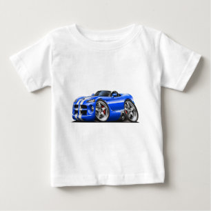T-shirt Pour Bébé Voiture Bleu-Blanche de roadster de vipère de