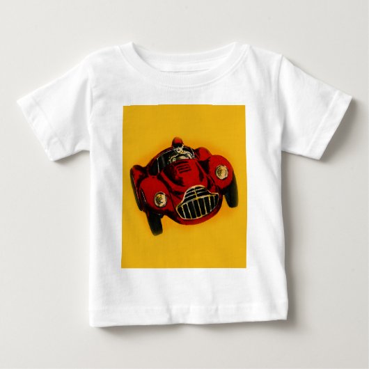 T-shirt Pour Bébé Voiture de course automatique rouge jaune ancien (Devant)