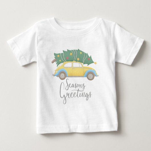 T-shirt Pour Bébé Voiture et arbre Joyeuses Fêtes (Devant)