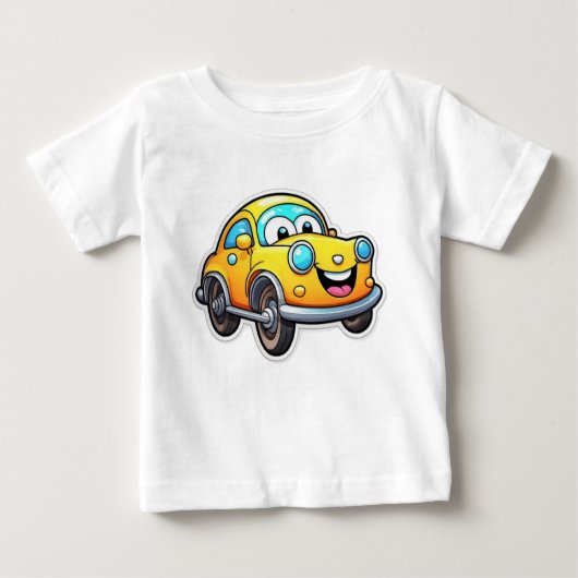 T-shirt Pour Bébé Voiture souriante Imprimer Moderne Enfants mignons (Devant)