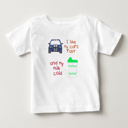 T-shirt Pour Bébé Voitures rapides et lait froid (Devant)