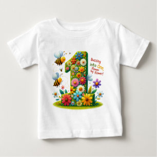 T-shirt Pour Bébé Vol Jardin : Premières fleurs d'anniversaire