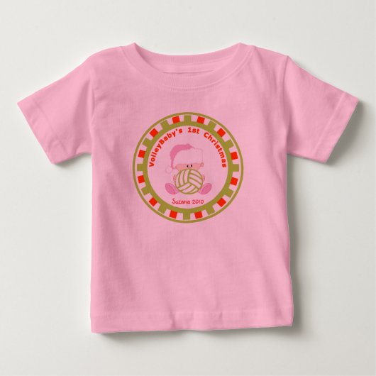 T-shirt Pour Bébé Volleyball Baby Girl 1er Noël avec nom (Devant)